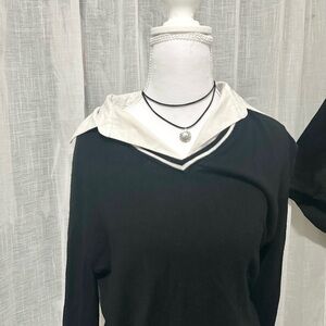 Black and White Collared Sweater